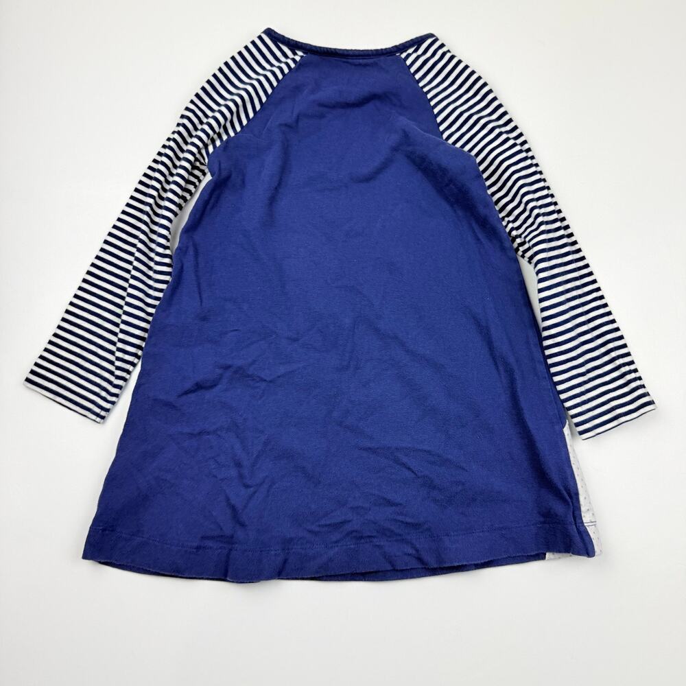 Mini Boden Blue Striped Unicorn Appliqué Dress, Size 4/5 - Picture 5 of 5